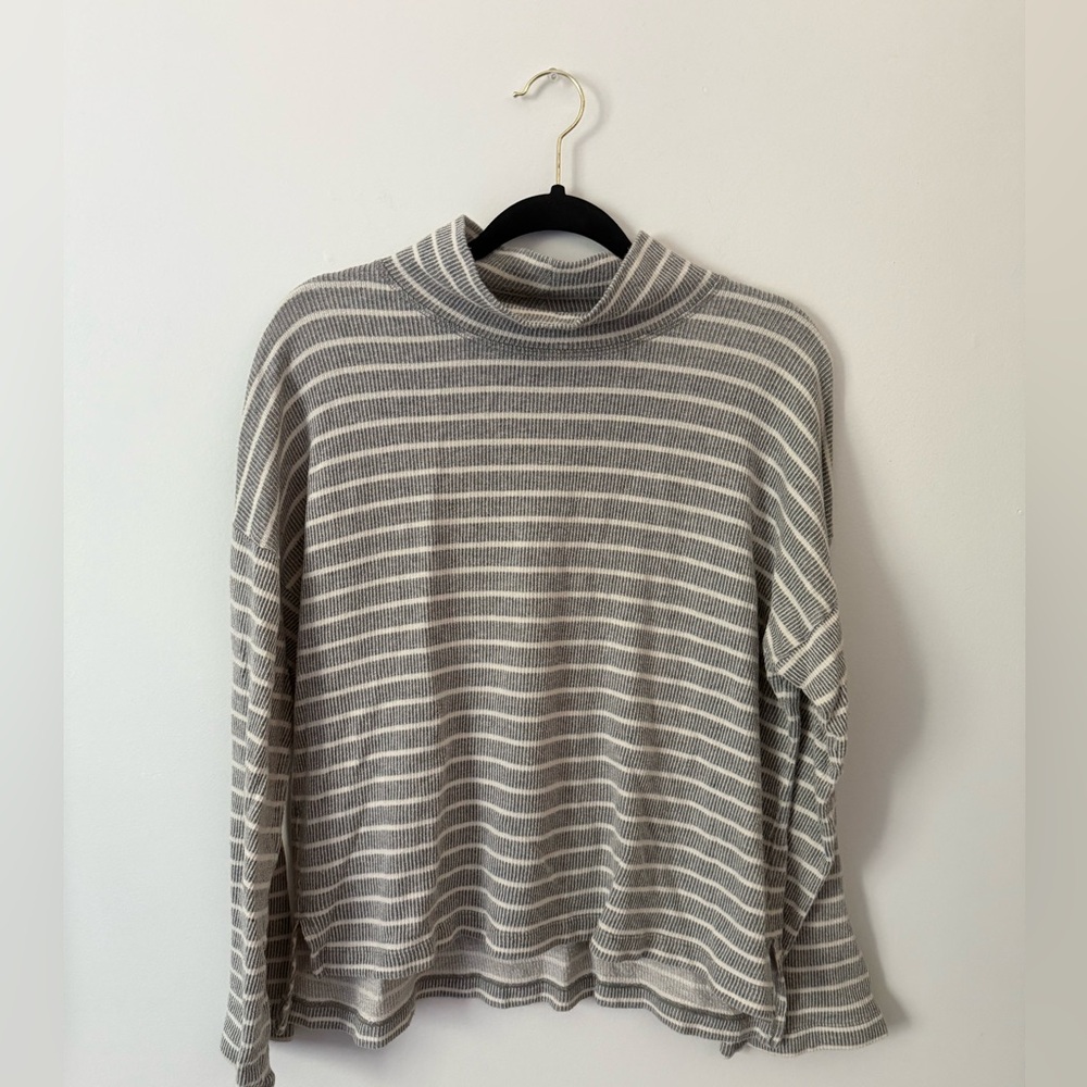Madewell 100% Cotton Ribbed Mockneck Long Sleeve Top